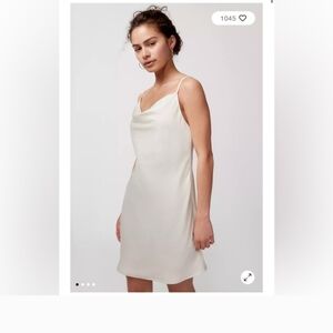 NWT $49 Urban Outfitters Mallory Cowl Neck Slip Dress medium Cream/Off White